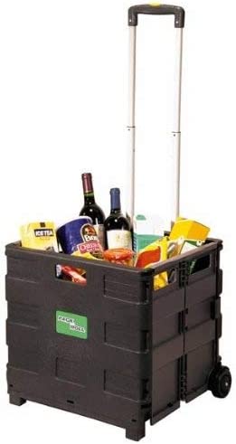 Einkaufstrolley, Klappbar, Einkaufsroller bis 35 kg, Verstellbarer Griff, Mit Rollen, HBT: ca. 100 x 42 x 37 cm, schwarz