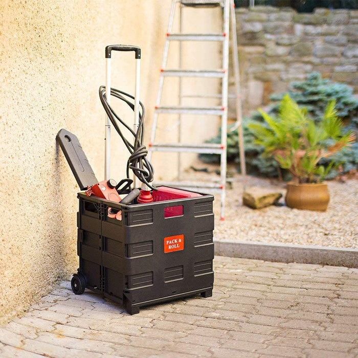 Einkaufstrolley, Klappbar, Einkaufsroller bis 35 kg, Verstellbarer Griff, Mit Rollen, HBT: ca. 100 x 42 x 37 cm, schwarz