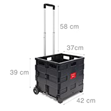 Einkaufstrolley, Klappbar, Einkaufsroller bis 35 kg, Verstellbarer Griff, Mit Rollen, HBT: ca. 100 x 42 x 37 cm, schwarz