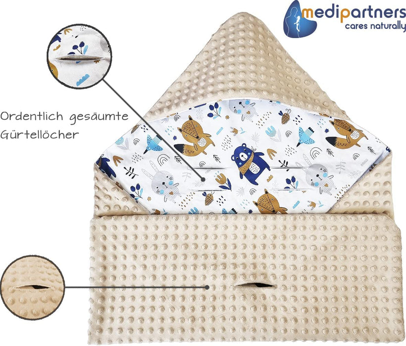 Einschlagdecke 100% Baumwolle 85x85cm Kuscheldecke für Kinderwagen Babyschale universal Baby Decke doppelseitig Babydecke Buggy Autositz
