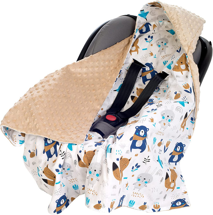 Einschlagdecke 100% Baumwolle 85x85cm Kuscheldecke für Kinderwagen Babyschale universal Baby Decke doppelseitig Babydecke Buggy Autositz