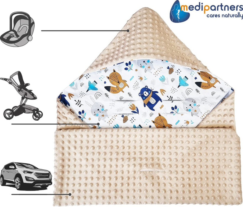 Einschlagdecke 100% Baumwolle 85x85cm Kuscheldecke für Kinderwagen Babyschale universal Baby Decke doppelseitig Babydecke Buggy Autositz