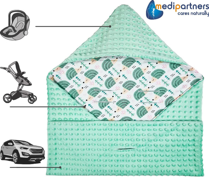 Einschlagdecke 100% Baumwolle 85x85cm Kuscheldecke für Kinderwagen Babyschale universal Baby Decke doppelseitig Babydecke Buggy Autositz