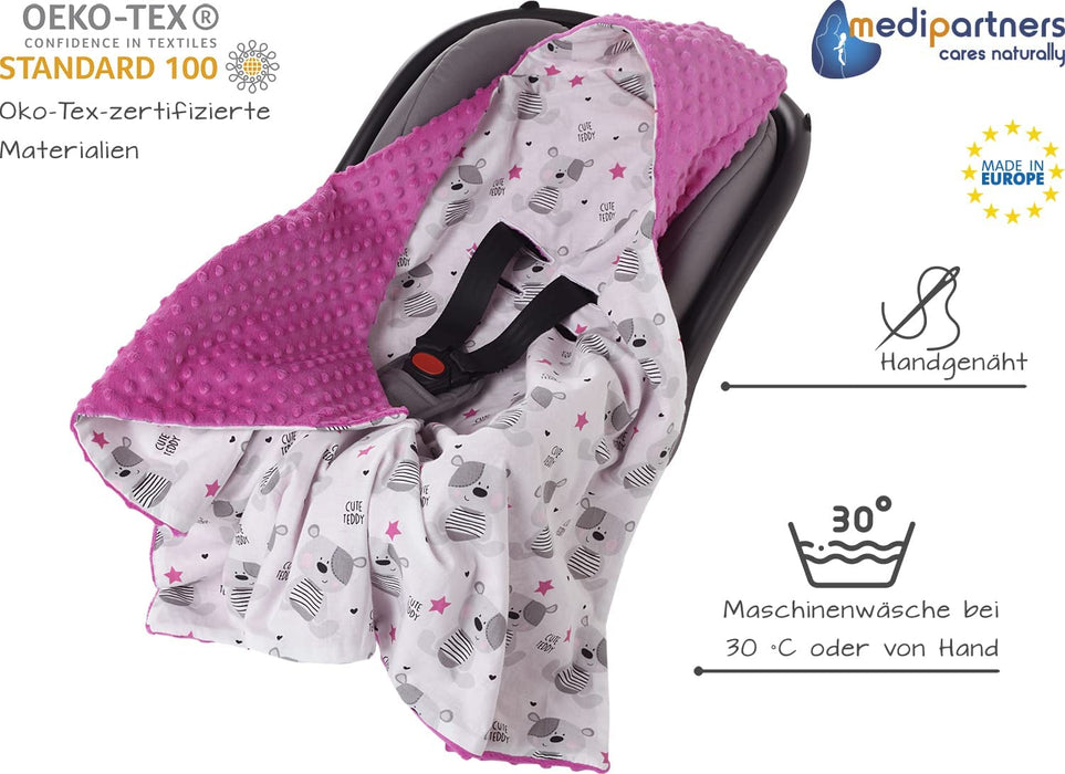 Einschlagdecke 100% Baumwolle 85x85cm Kuscheldecke für Kinderwagen Babyschale universal Baby Decke doppelseitig Babydecke Buggy Autositz
