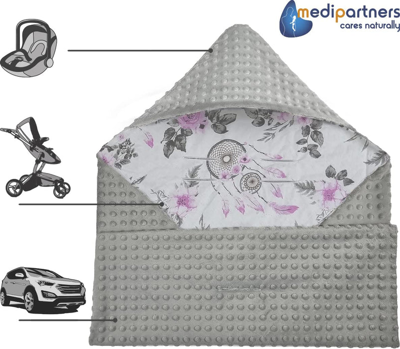 Einschlagdecke 100% Baumwolle 85x85cm Kuscheldecke für Kinderwagen Babyschale universal Baby Decke doppelseitig Babydecke Buggy Autositz