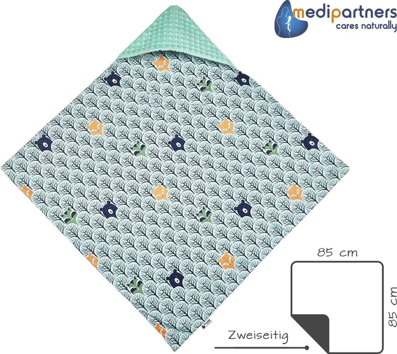 Einschlagdecke 100% Baumwolle 85x85cm Kuscheldecke für Kinderwagen Babyschale universal Baby Decke doppelseitig Babydecke Buggy Autositz