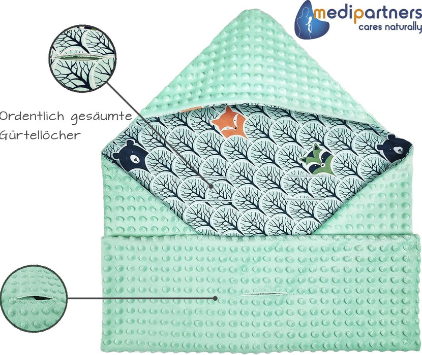 Einschlagdecke 100% Baumwolle 85x85cm Kuscheldecke für Kinderwagen Babyschale universal Baby Decke doppelseitig Babydecke Buggy Autositz