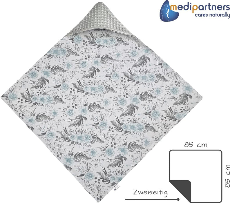 Einschlagdecke 100% Baumwolle 85x85cm Kuscheldecke für Kinderwagen Babyschale universal Baby Decke doppelseitig Babydecke Buggy Autositz