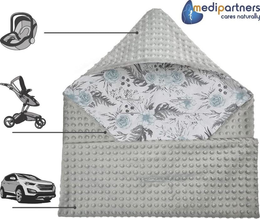 Einschlagdecke 100% Baumwolle 85x85cm Kuscheldecke für Kinderwagen Babyschale universal Baby Decke doppelseitig Babydecke Buggy Autositz