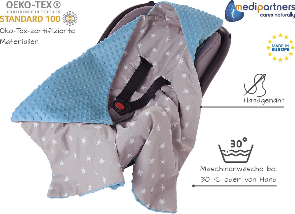 Einschlagdecke 100% Baumwolle 85x85cm Kuscheldecke für Kinderwagen Babyschale universal Baby Decke doppelseitig Babydecke Buggy Autositz 