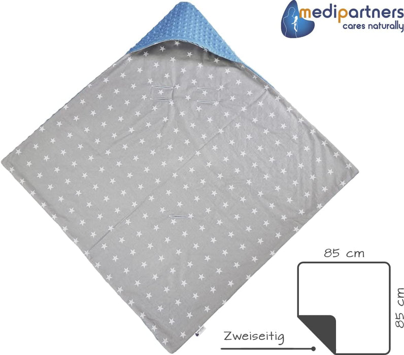 Einschlagdecke 100% Baumwolle 85x85cm Kuscheldecke für Kinderwagen Babyschale universal Baby Decke doppelseitig Babydecke Buggy Autositz 