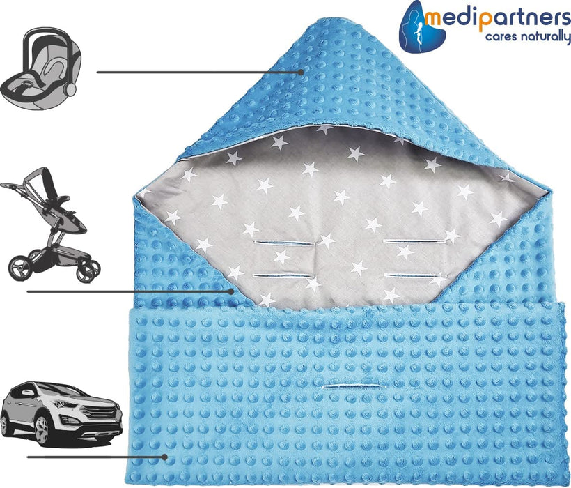 Einschlagdecke 100% Baumwolle 85x85cm Kuscheldecke für Kinderwagen Babyschale universal Baby Decke doppelseitig Babydecke Buggy Autositz 