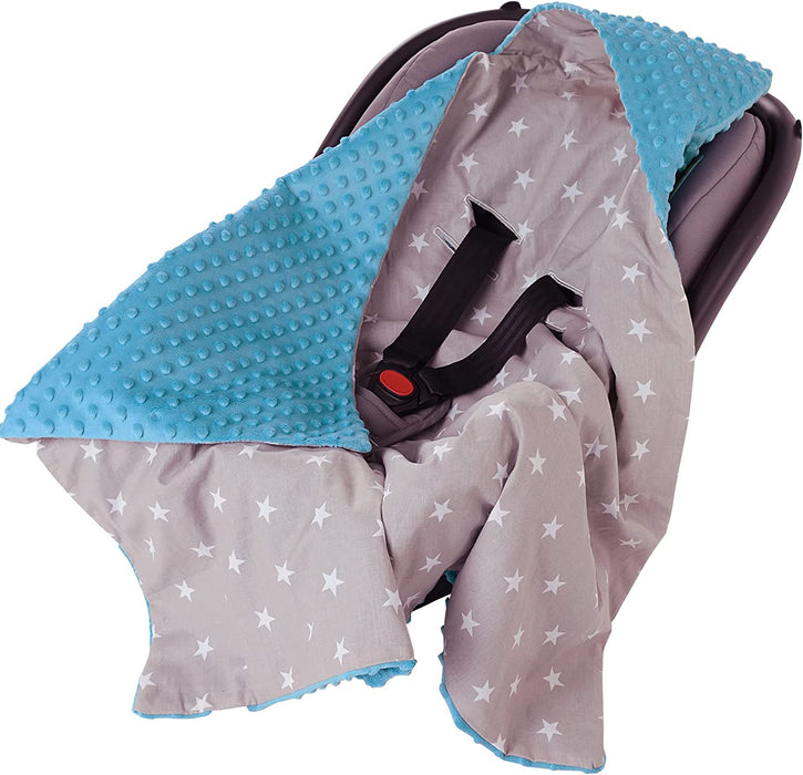 Einschlagdecke 100% Baumwolle 85x85cm Kuscheldecke für Kinderwagen Babyschale universal Baby Decke doppelseitig Babydecke Buggy Autositz 