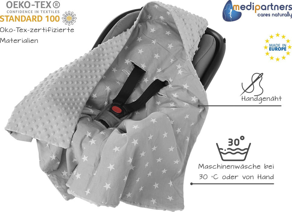 Einschlagdecke 100% Baumwolle 85x85cm Kuscheldecke für Kinderwagen Babyschale universal Baby Decke doppelseitig Babydecke Buggy Autositz 