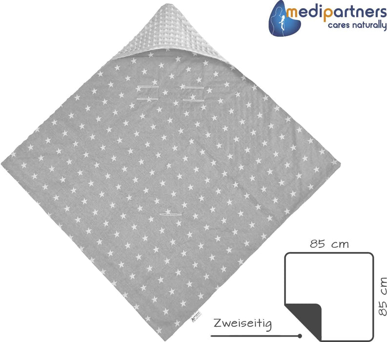 Einschlagdecke 100% Baumwolle 85x85cm Kuscheldecke für Kinderwagen Babyschale universal Baby Decke doppelseitig Babydecke Buggy Autositz 