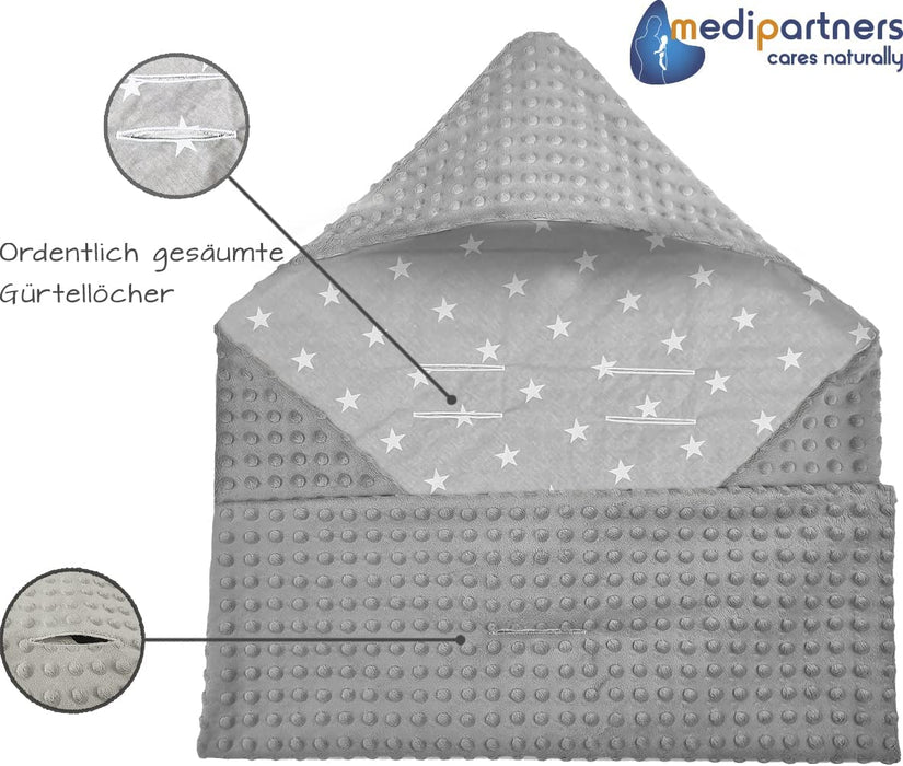 Einschlagdecke 100% Baumwolle 85x85cm Kuscheldecke für Kinderwagen Babyschale universal Baby Decke doppelseitig Babydecke Buggy Autositz 