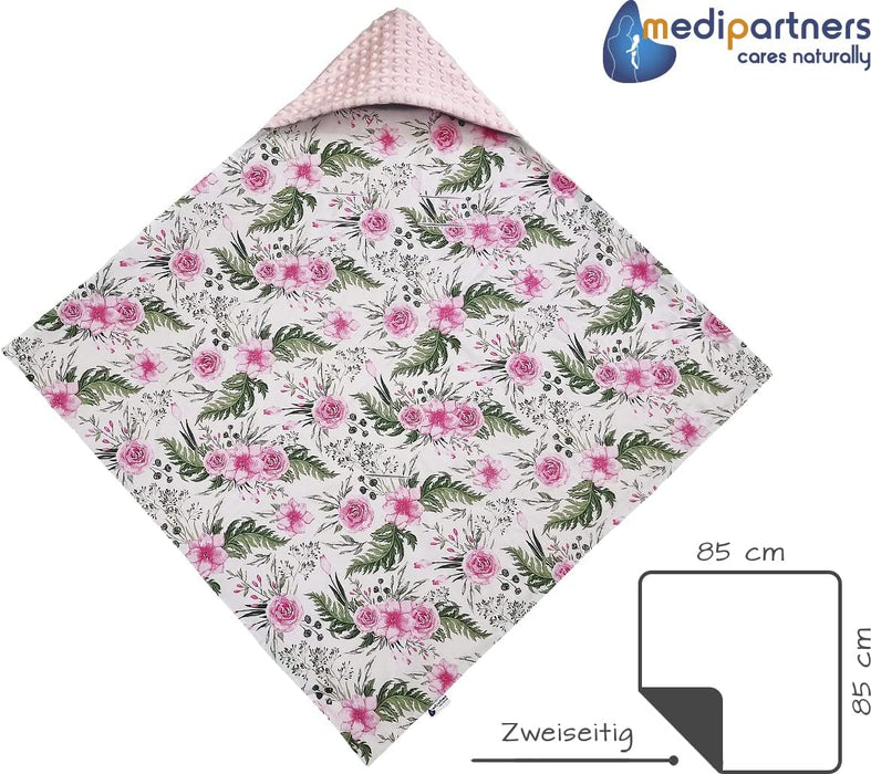 Einschlagdecke 100% Baumwolle 85x85cm doppelseitig multifunktional Minky Kuscheldecke für Kinderwagen weich flauschig