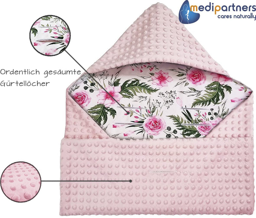 Einschlagdecke 100% Baumwolle 85x85cm doppelseitig multifunktional Minky Kuscheldecke für Kinderwagen weich flauschig