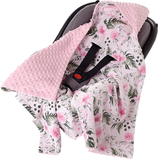 Einschlagdecke 100% Baumwolle 85x85cm doppelseitig multifunktional Minky Kuscheldecke für Kinderwagen weich flauschig