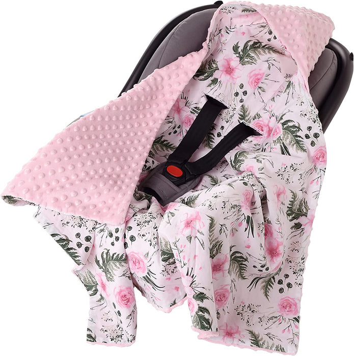 Einschlagdecke 100% Baumwolle 85x85cm doppelseitig multifunktional Minky Kuscheldecke für Kinderwagen weich flauschig