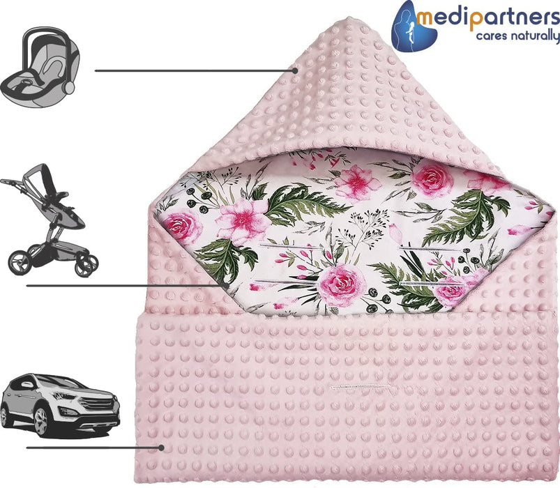 Einschlagdecke 100% Baumwolle 85x85cm doppelseitig multifunktional Minky Kuscheldecke für Kinderwagen weich flauschig