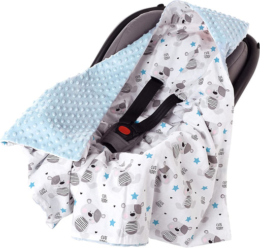 Einschlagdecke 100% Baumwolle 85x85cm doppelseitig multifunktional Minky Kuscheldecke für Kinderwagen weich flauschig