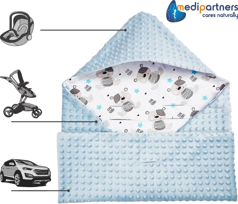 Einschlagdecke 100% Baumwolle 85x85cm doppelseitig multifunktional Minky Kuscheldecke für Kinderwagen weich flauschig