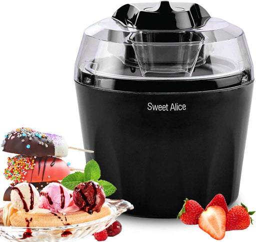 Eismaschine,Sweet Alice 1,5L Elektrische Speiseeisbereiter Zuhause Ice Cream Maker Frozen Yogurt Sorbet mit Leise Mischpaddel 