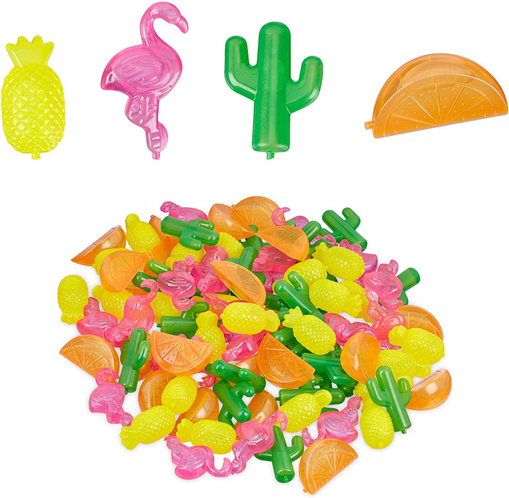  Eiswürfel wiederverwendbar, 100er Set, 4 Motive, Kunststoff, Party Deko, Mehrfacheiswürfel für Getränke, bunt, 2 x 5.5 x 2.5 cm