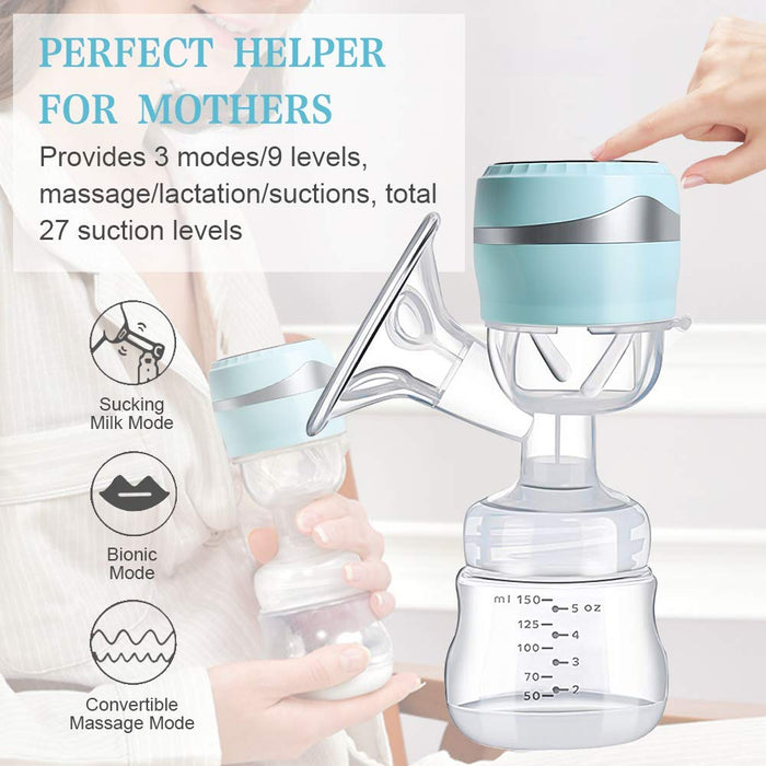 Elektrisch Milchpumpe, Tragbare Brustpumpe Massage Stillenpumpe Wiederaufladbare Batterie Einstellbare BPA-frei