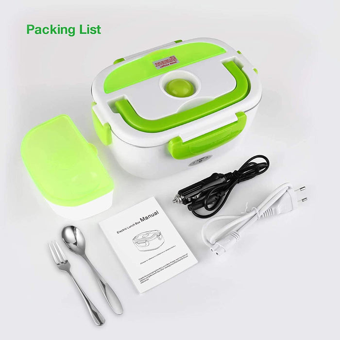 Elektrische Lunchbox Auto 12V 220V Edelstahl Unterwegs Speisenwärmer Elektrisch 1,5L Thermosspeisebehälter Warmhalterbox mit Entnehmbare Dose