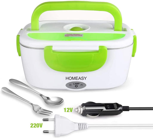 Elektrische Lunchbox Auto 12V 220V Edelstahl Unterwegs Speisenwärmer Elektrisch 1,5L Thermosspeisebehälter Warmhalterbox mit Entnehmbare Dose