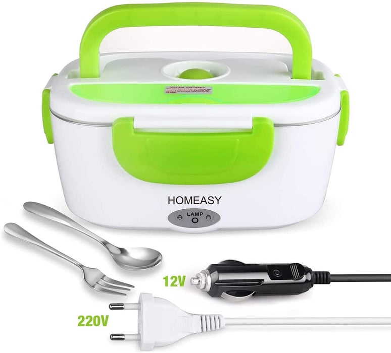 Elektrische Lunchbox Auto 12V 220V Edelstahl Unterwegs Speisenwärmer Elektrisch 1,5L Thermosspeisebehälter Warmhalterbox mit Entnehmbare Dose