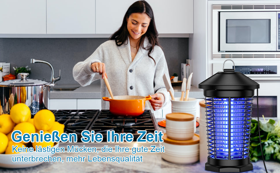 Elektrischer Insektenvernichter, PRANITE Mückenlampe für Innen, 4000V/20W Elektrisch Insektenfalle UV Lampe 100㎡ Effektive Fliegenfalle