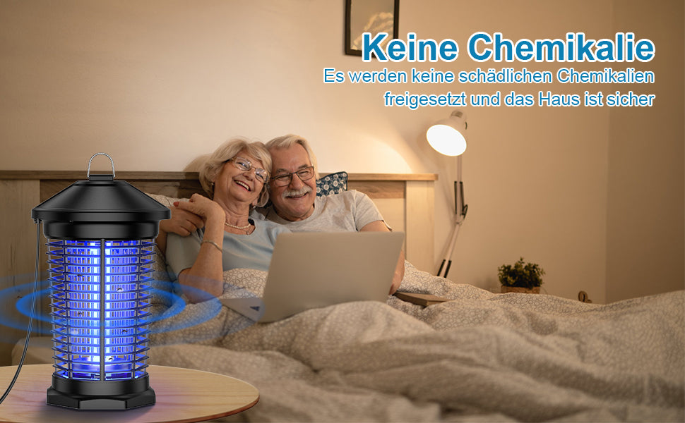 Elektrischer Insektenvernichter, PRANITE Mückenlampe für Innen, 4000V/20W Elektrisch Insektenfalle UV Lampe 100㎡ Effektive Fliegenfalle