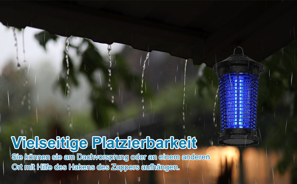 Elektrischer Insektenvernichter, PRANITE Mückenlampe für Innen, 4000V/20W Elektrisch Insektenfalle UV Lampe 100㎡ Effektive Fliegenfalle