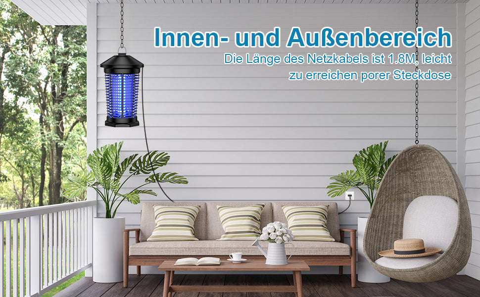 Elektrischer Insektenvernichter, PRANITE Mückenlampe für Innen, 4000V/20W Elektrisch Insektenfalle UV Lampe 100㎡ Effektive Fliegenfalle