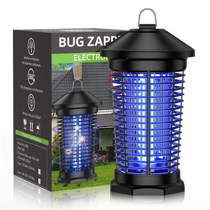 Elektrischer Insektenvernichter, PRANITE Mückenlampe für Innen, 4000V/20W Elektrisch Insektenfalle UV Lampe 100㎡ Effektive Fliegenfalle