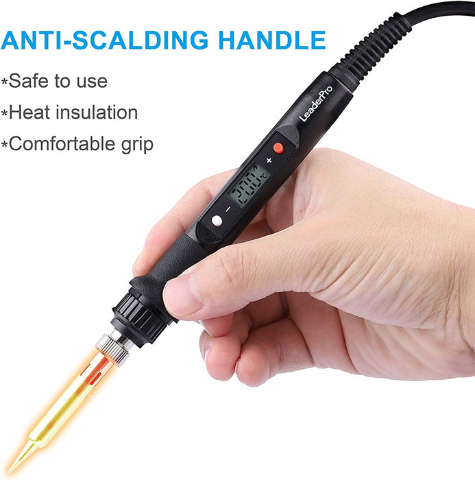Elektrischer Lötkolbe Set - 80W Lötkolben Lötset, am Lötkolben, Einstellbare Temperatur 180℃-480℃ mit Lötkolben Stift,Lötspitzen, Holzofen Tipps