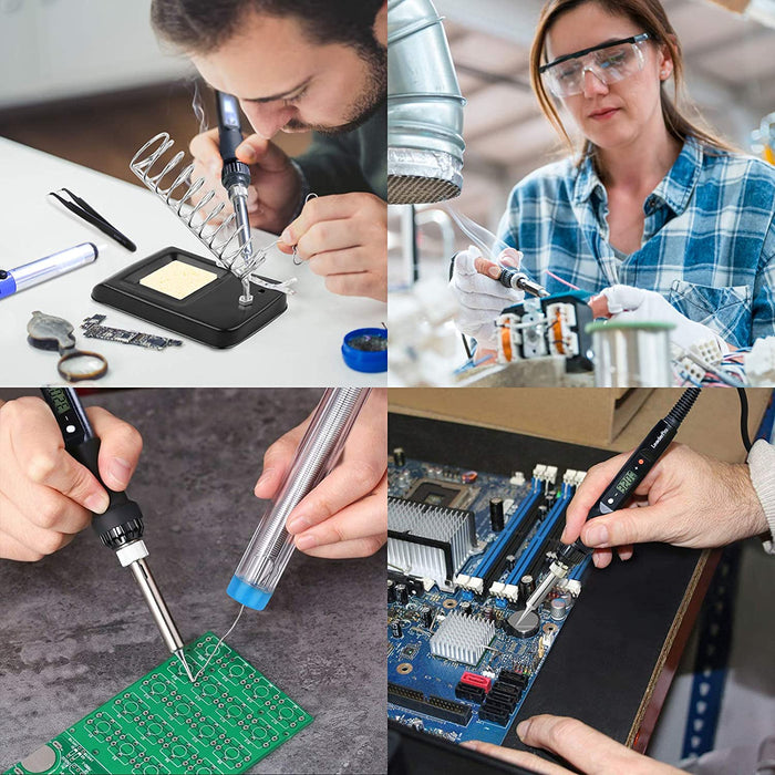 Elektrischer Lötkolbe Set - 80W Lötkolben Lötset, am Lötkolben, Einstellbare Temperatur 180℃-480℃ mit Lötkolben Stift,Lötspitzen, Holzofen Tipps