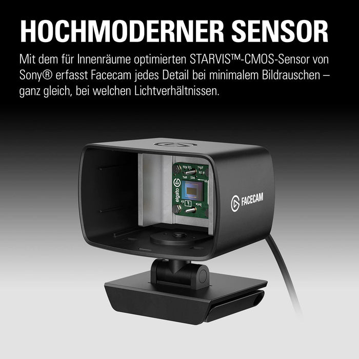 Facecam - Full-HD-Webcam (1080p60) für Streaming, Gaming, Videokonferenzen, Sony-Sensor, fortgeschrittene Lichtkorrektur, Bedienung wie bei einer DSLR