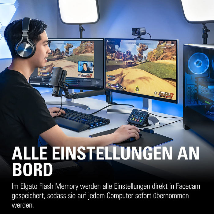 Facecam - Full-HD-Webcam (1080p60) für Streaming, Gaming, Videokonferenzen, Sony-Sensor, fortgeschrittene Lichtkorrektur, Bedienung wie bei einer DSLR