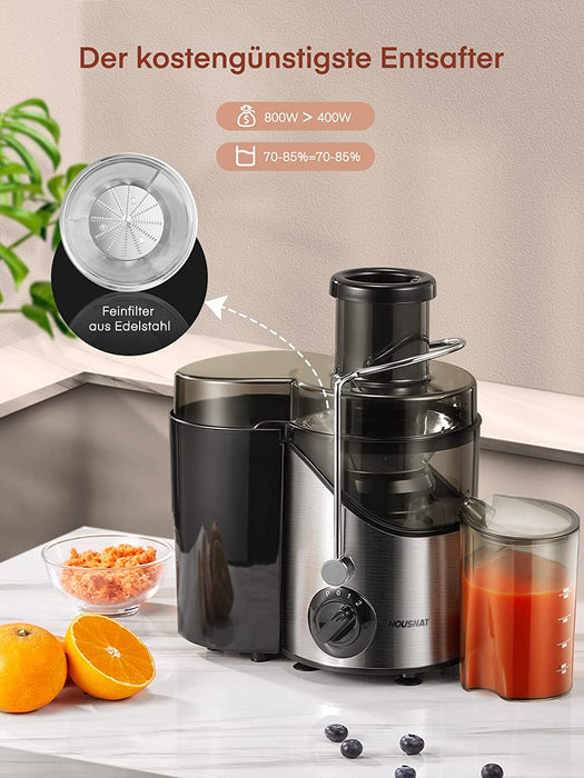  Entsafter Gemüse und Obst, Zentrifugal Entsafter Geräuscharme Saftmaschine für Vitaminreiche Obst- und Gemüsesäfte, 3 Geschwindigkeitsstufen