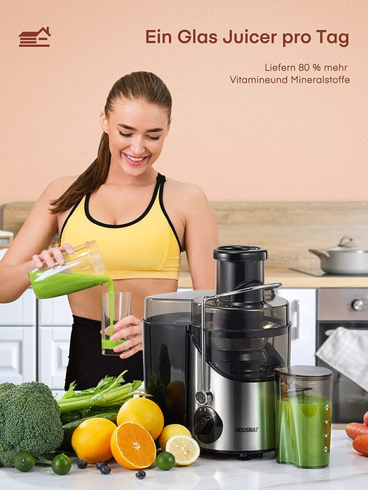  Entsafter Gemüse und Obst, Zentrifugal Entsafter Geräuscharme Saftmaschine für Vitaminreiche Obst- und Gemüsesäfte, 3 Geschwindigkeitsstufen