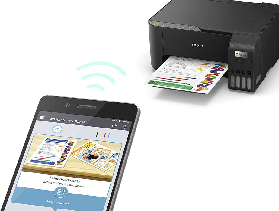Epson EcoTank  nachfüllbares 3-in-1 Tintenstrahl Multifunktionsgerät (Kopierer, Scanner, Drucker, DIN A4, WiFi, USB 2.0), großer Tintentank