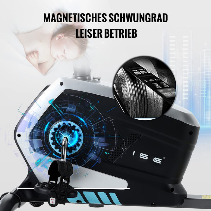 Ergometer Liege- Heimtrainer mit Magnetbremse, Pulssensoren und LCD-Display, 8 Widerstandsstufen, Sitzergometer mit Rückenlehne für Zuhause