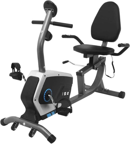 Ergometer Liege- Heimtrainer mit Magnetbremse, Pulssensoren und LCD-Display, 8 Widerstandsstufen, Sitzergometer mit Rückenlehne für Zuhause