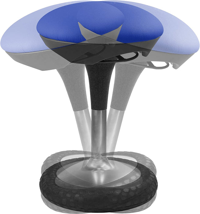 Ergonomischer Sitzhocker, Arbeitshocker, Bürohocker mit Schwingeffekt, Sitzhöhenverstellung, Bezug blau