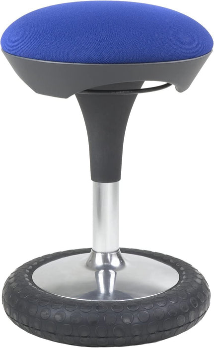 Ergonomischer Sitzhocker, Arbeitshocker, Bürohocker mit Schwingeffekt, Sitzhöhenverstellung, Bezug blau