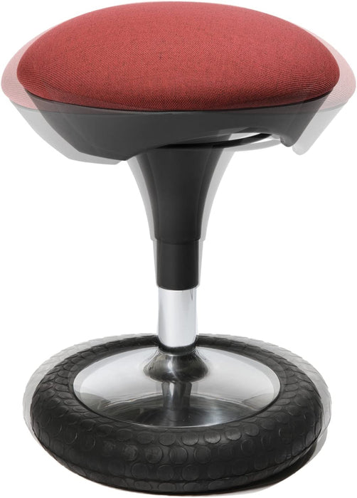 Ergonomischer Sitzhocker, Arbeitshocker, Bürohocker mit Schwingeffekt, Sitzhöhenverstellung, Bezug bordeaux rot